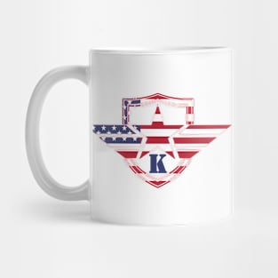 Letter K American Flag Monogram Initial Mug